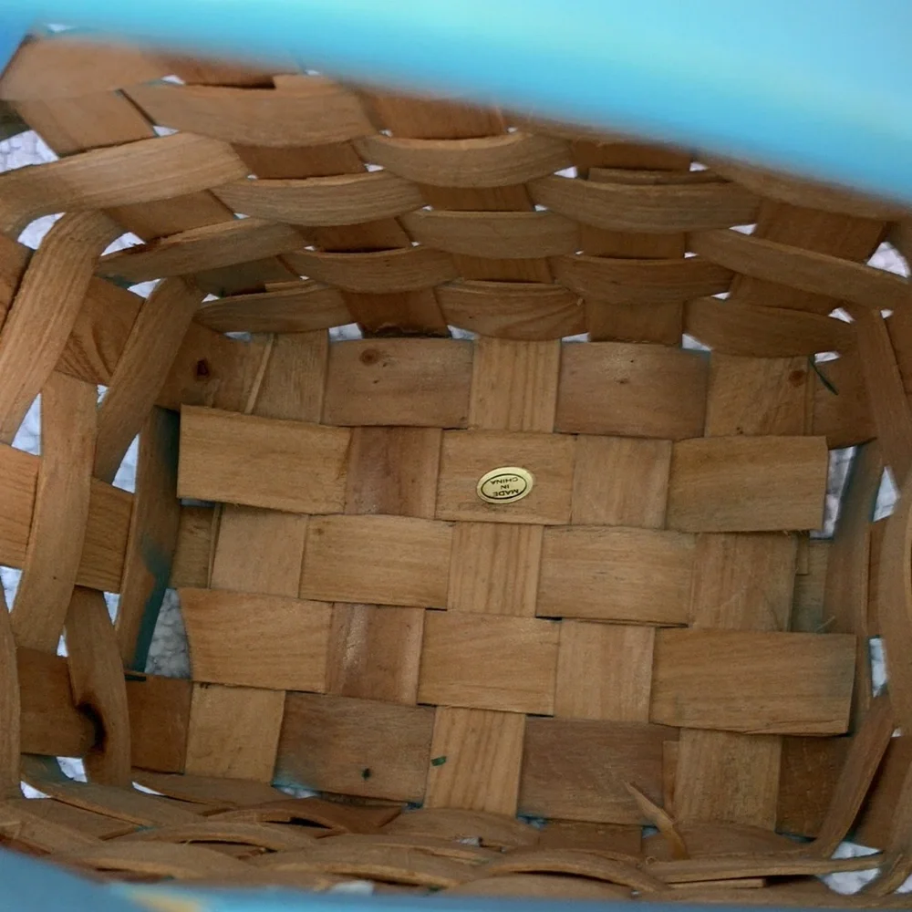 Easter Basket Kids Woven Wood with Handle Bunny Face - Picture 6 of 10